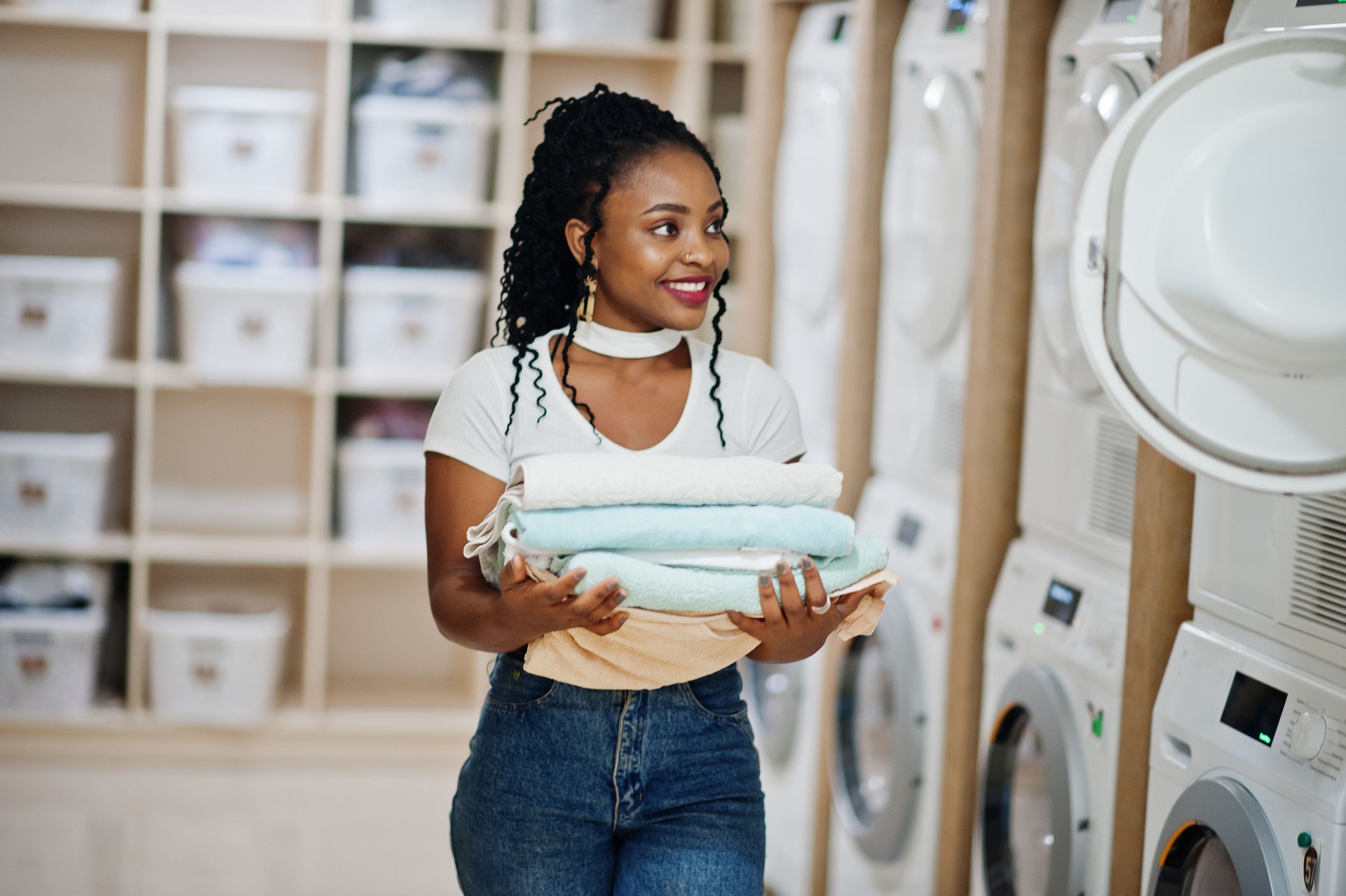 In the self service laundry